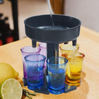 Close-up of spill-resistant tray of 6-Port Drink Dispenser Stand