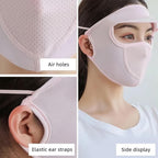 Folded UV Protection Cap with built-in mask, ready for travel or storage.