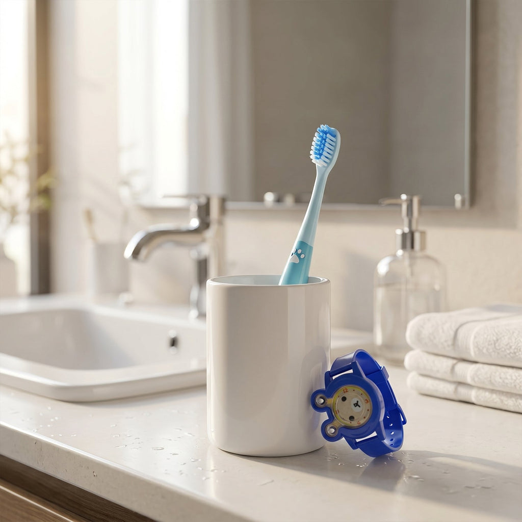 Cartoon style kids toothbrush kit for oral hygiene