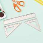 All-in-one kids stationery kit including ruler and geometry set squares