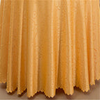 Folded reusable table cloth made of thick polyester fabric ready for use.