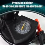 Portable cycle pump showcasing its compact design for easy storage and travel.