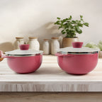 Plastic serving bowl set with lids displaying modern kitchenware design