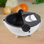 Fresh chopped vegetables collected in the colander basket of the 9-in-1 chopper
