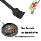 Side view of a durable silicone pastry brush, perfect for any kitchen.