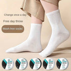 Packaged portable disposable socks, highlighting their compact size.
