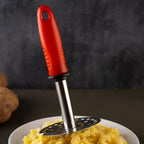 Pav bhaji masher with steel mesh head and plastic handle