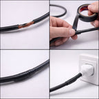 Professional electrician using black electrical insulation tape roll