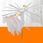 Detailed view of the octopus rotating clothes drying rack arms, highlighting durable build.