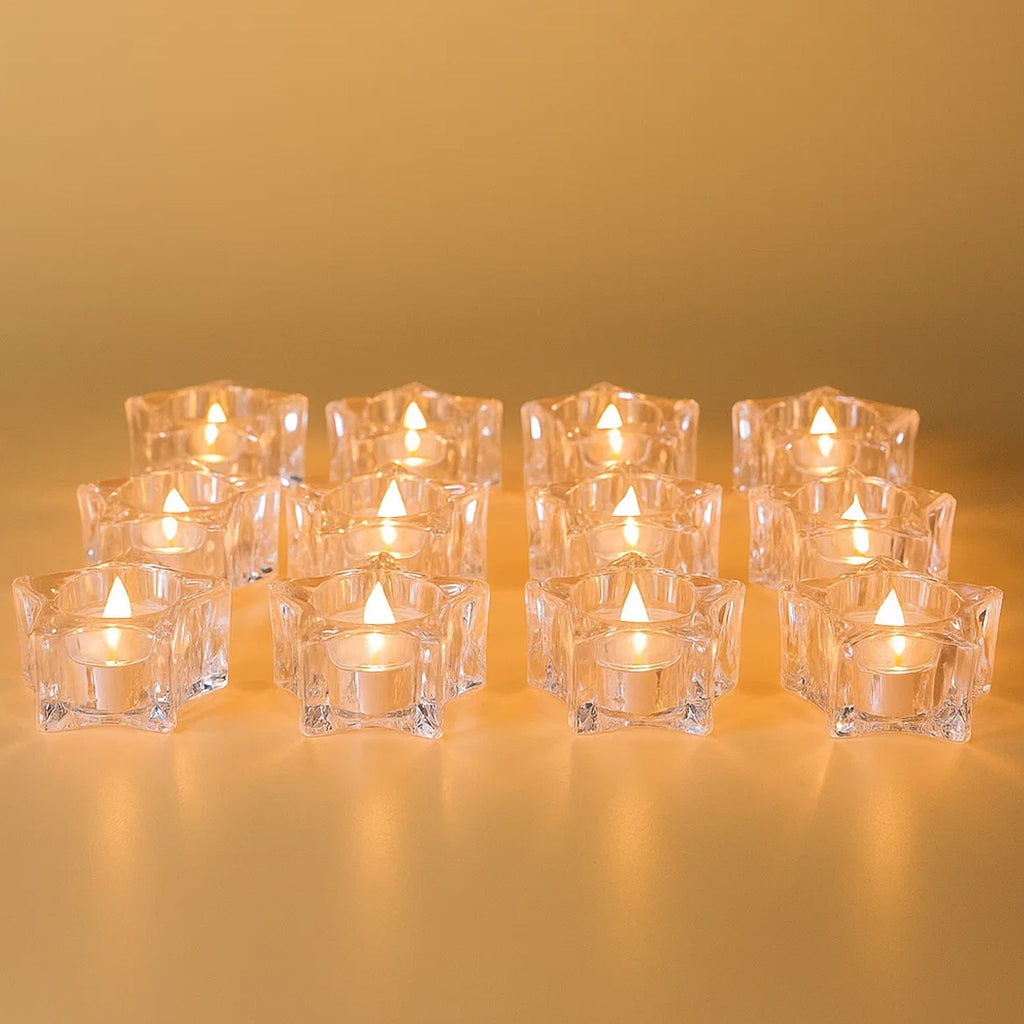 Set of 12 decorative LED flameless candles with realistic flickering light