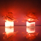 Set of flameless rose flower LED tealight candles for safe decoration