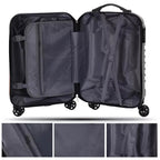 The complete multi-color trolley bag set presented together, highlighting their versatile sizes.