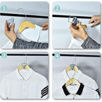 Organized clothes closet using plastic triangle hanger connector hooks