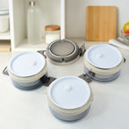 Triple-layer insulated stainless steel tiffin lunch box with spoon
