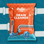 Drain cleaner sachet in use for unclogging kitchen sink drain