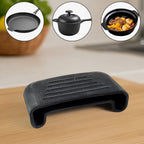 Silicone pot handle cover protecting hot cookware handle with heat-resistant grip