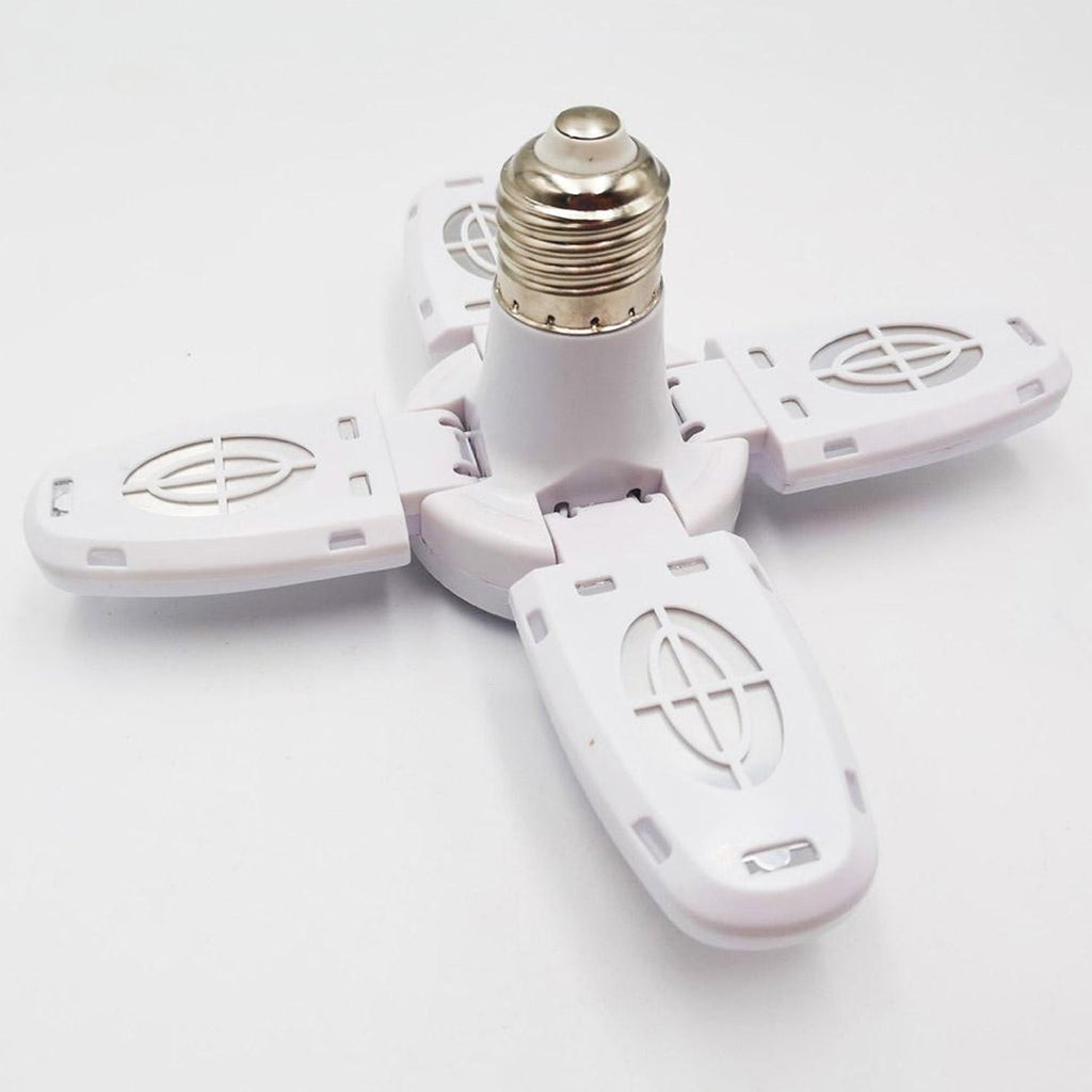 Foldable LED fan blade bulb providing bright white light
