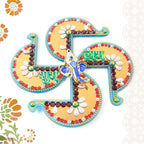 Swastik Shubh Labh wall hanging featuring divine Ganesh idol for spiritual decor
