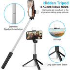 Selfie stick tripod combo providing hands-free use for videos and streaming.
