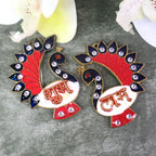 Two-piece Peacock Wall Hanging Set featuring Shubh Labh for festive decor
