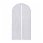 Front view of the space-saving foldable suit cover on a clean white background.