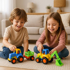 Variety of push and play mini construction vehicle toys for children
