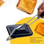 Side view of Gas Stove Sandwich Toaster highlighting ergonomic handle and locking feature.