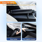 The Car Windshield Sun Shade shown with its ergonomic handle and sturdy frame.