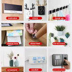 Double sided foam mounting tape applied in office and home organization setups.