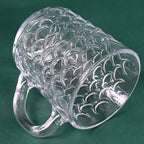 Complete set of six 225ml glass coffee mugs, ready for daily use.