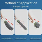 Alternative angle of stainless steel handle and microfiber mop head for home cleaning