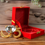 Decorative Om Symbol Brass Oil Diya with intricate carvings and swastik motifs