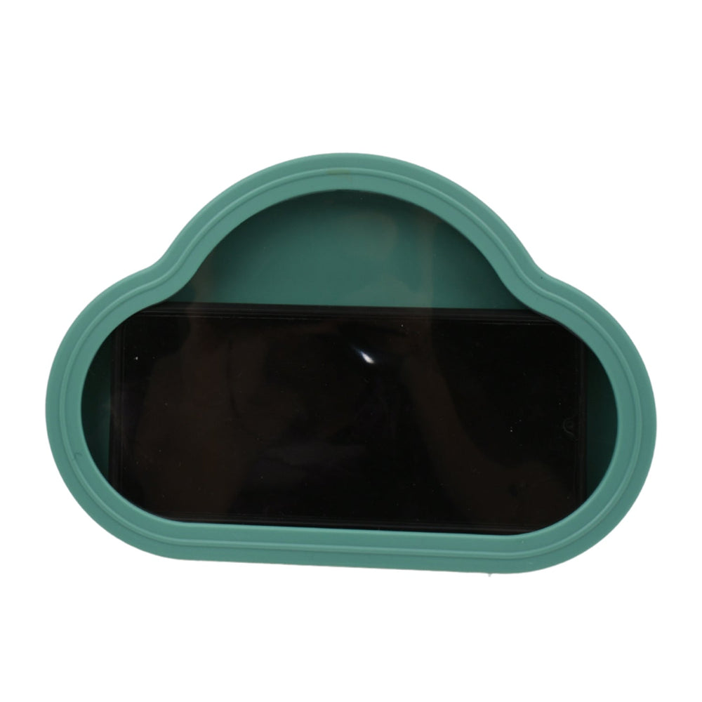 Side view of the waterproof mobile stand case attached to a surface.
