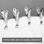 Windproof stainless steel laundry clips in use with blankets and quilts.