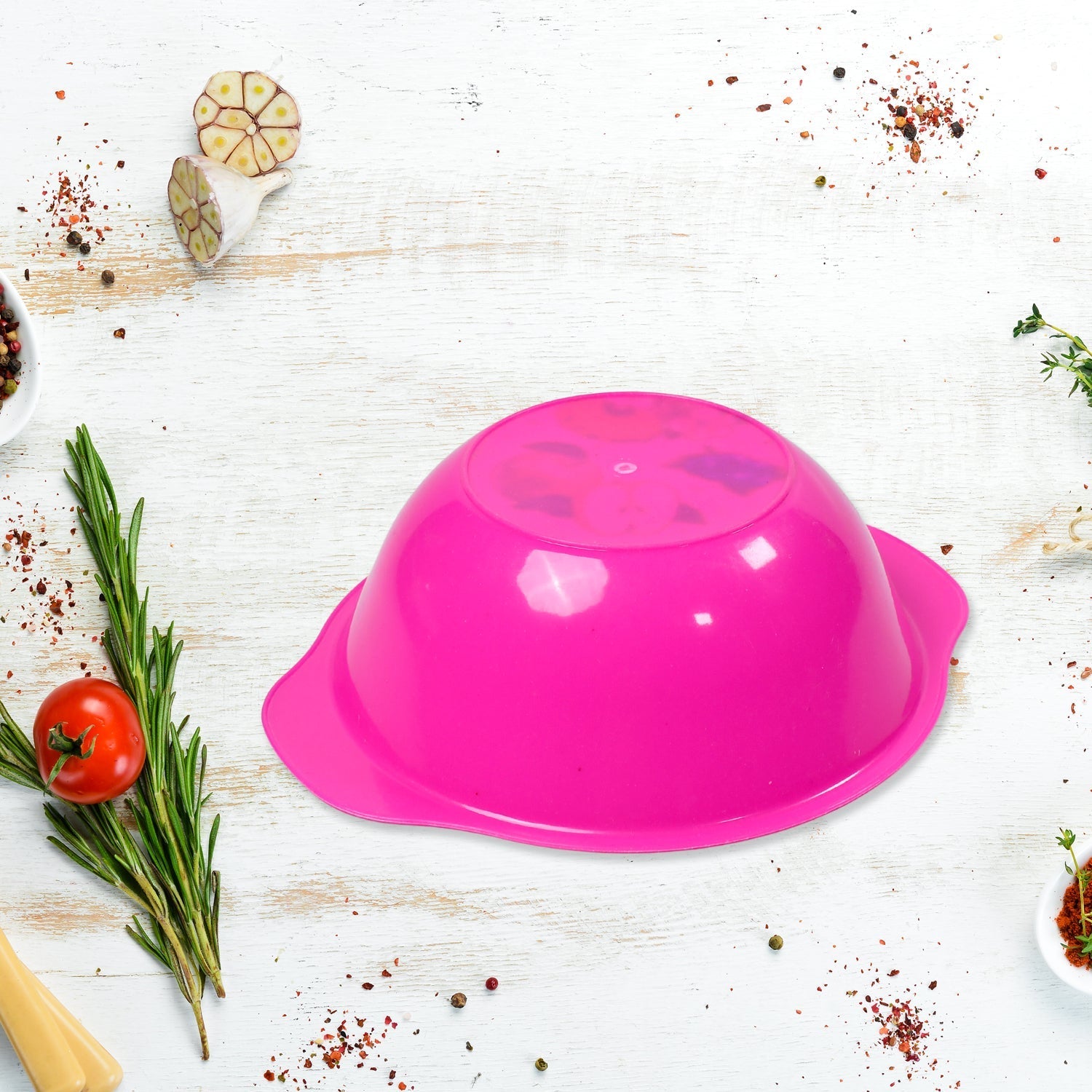 Front view of a 10-inch durable plastic kitchen snack bowl.