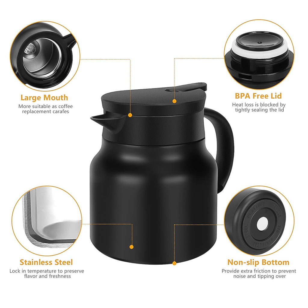 Own Hydrate Thermal Coffee Carafe and matching bottle filled with hot beverage.
