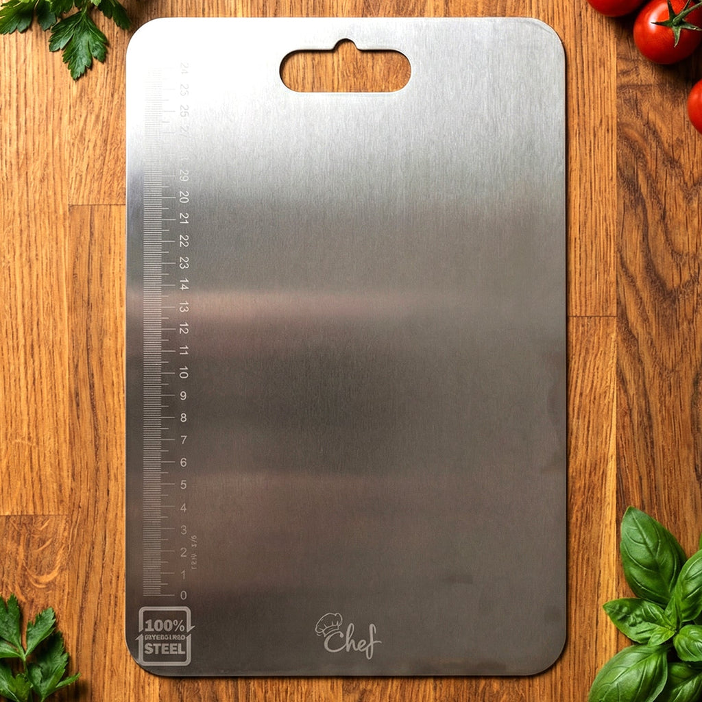 Easy to clean stainless steel chopping board for kitchen use