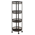 All-purpose 4-tier round mesh storage trolley ideal for kitchen and bathroom