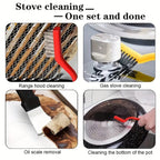 Complete 5-piece wire brush and scraper kit tackles tough stains and grime.