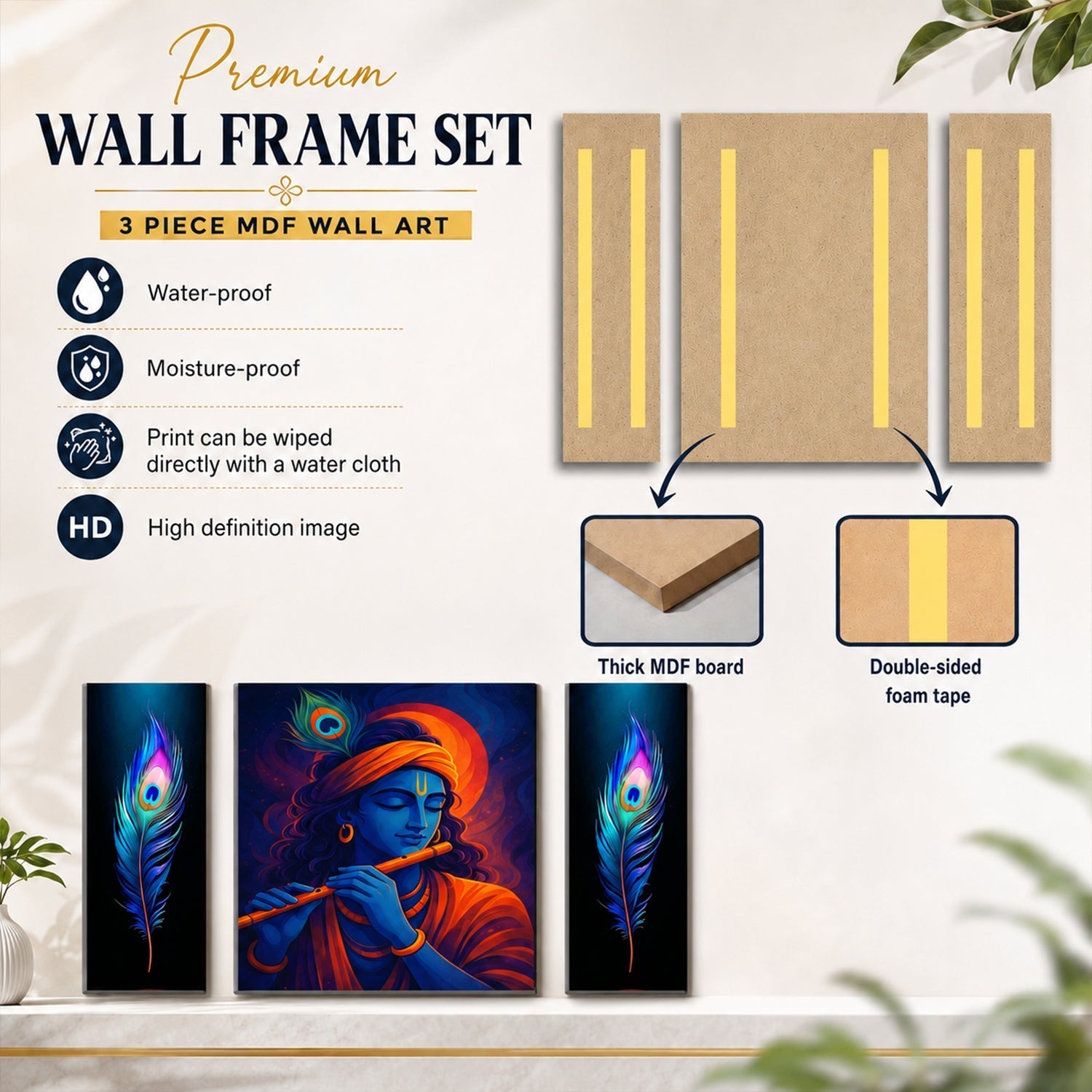 Religious wall painting gift featuring Lord Krishna