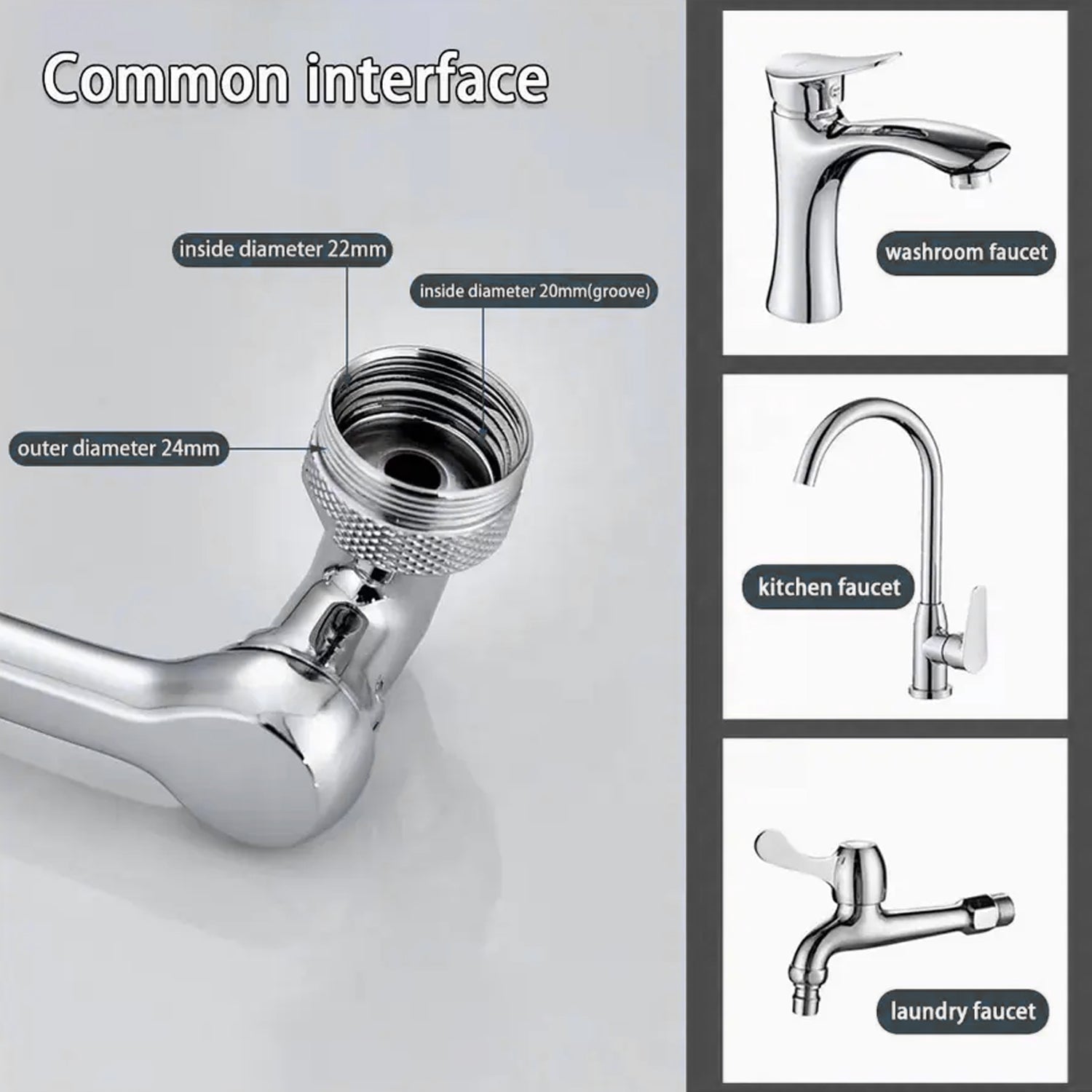 Detail of the rotating faucet sprayer showing its double O-ring design.