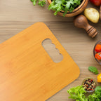 Front view of durable wooden chopping board ready for kitchen use