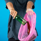 Stacked biodegradable garbage bag rolls neatly arranged for storage and easy use