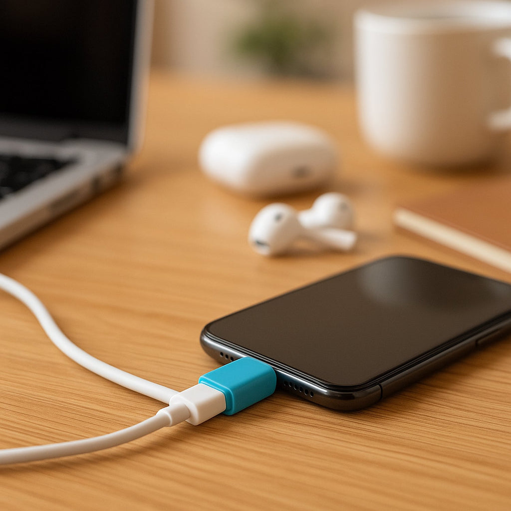 Side view of the compact USB OTG adapter, highlighting its portable design.