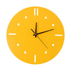 Elegant yellow silent wall clock displaying clear time