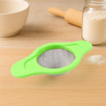 Stainless steel mesh strainer with dual plastic handles for easy kitchen use