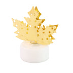Decorative LED diya lamp with golden metal leaf pattern on plastic base