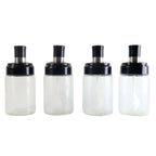 4-piece transparent jar set designed for storing salt, sugar, and spices neatly