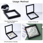 Jewellery pieces beautifully displayed in transparent floating box