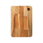 Angled side view of Steel Oak Cutting Board highlighting wooden frame